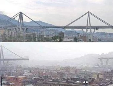Το πριν και μετά της γέφυρας που κατέρρευσε στη Γένοβα (φώτο)